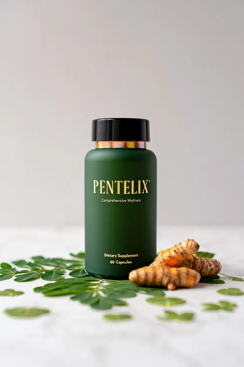 Pentelix dietary supplement bottle with natural ingredients for comprehensive wellness support
